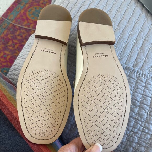 Cole Haan Womens Lana Lux Tassel Square Toe Flat Loafers Size 7.5 B Ivory Casual - Picture 8 of 10